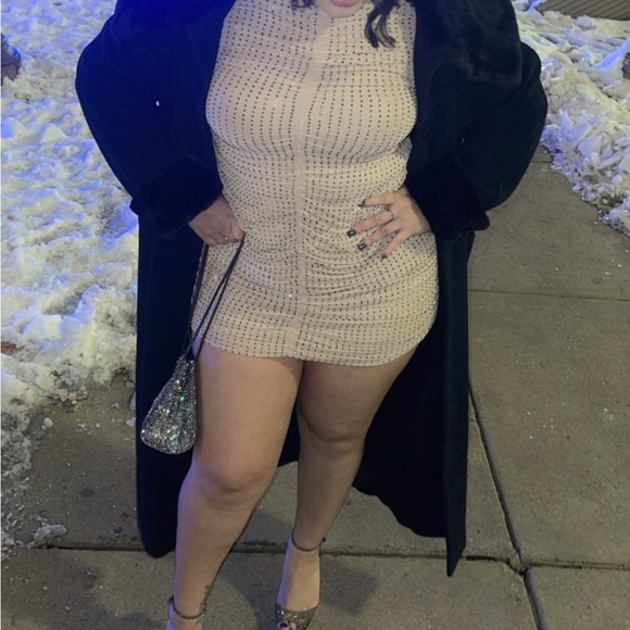 Zara Sparkly Stud Ruched Dress - Picture 8 of 11